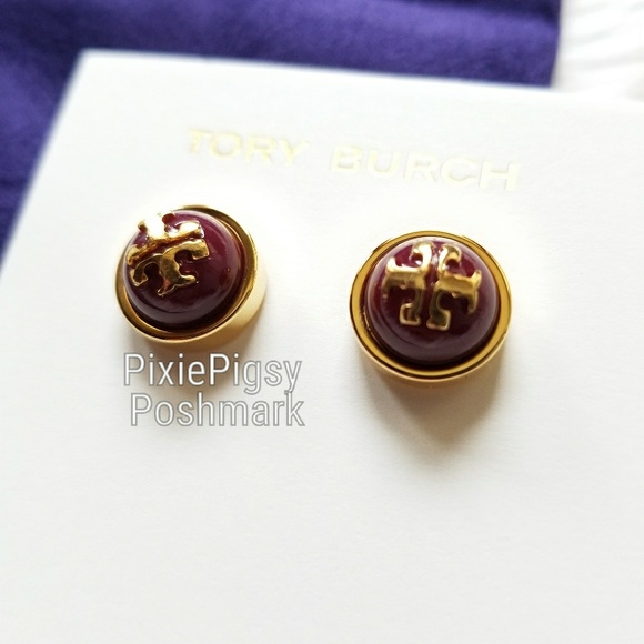 Tory Burch Melodie Stud Red Earrings with Dust Bag - Picture 2 of 3